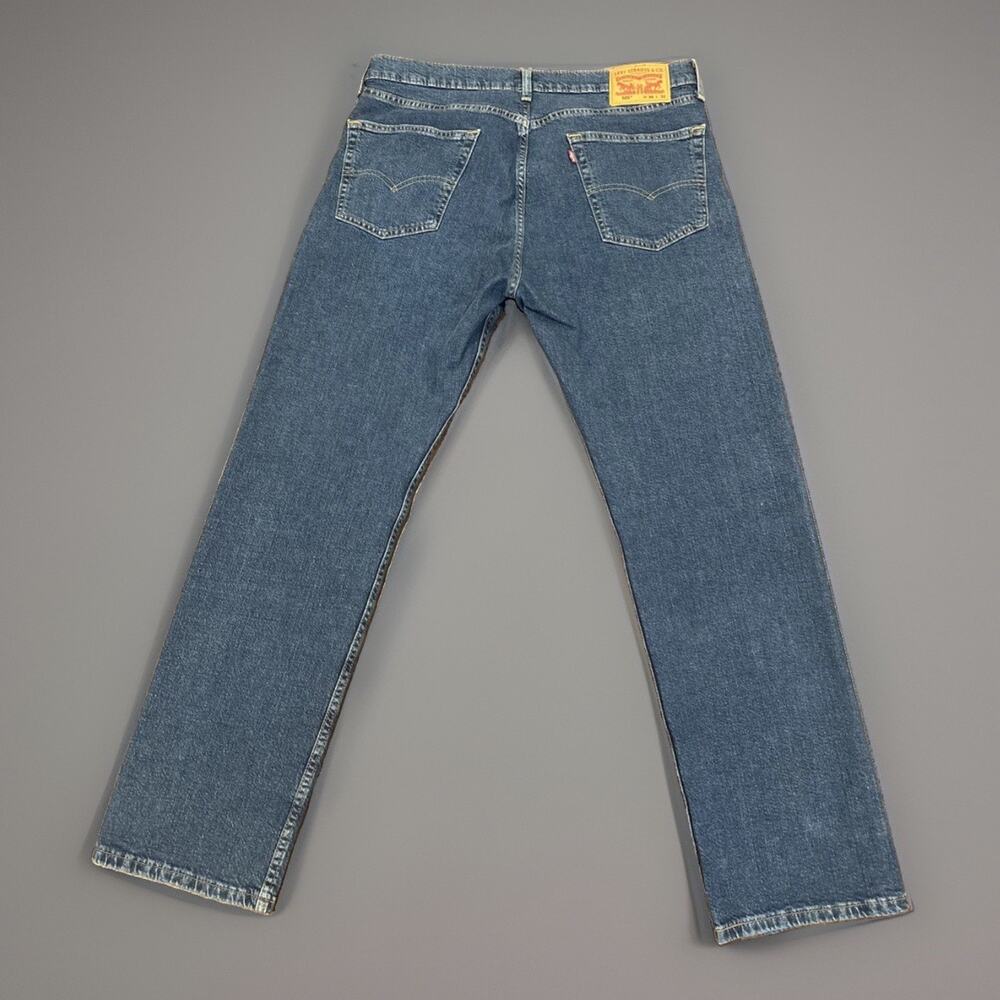 Levi's 505 Regular Straight Jeans Mens 36x32 Black Dark Wash Denim - Picture 2 of 4